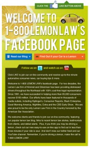 Lemon Law Facebook Landing Page